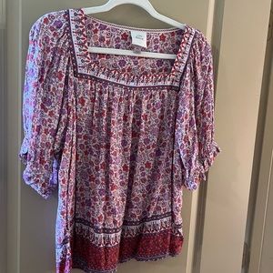 Floral pink/purple Knox Rose rayon top, XL